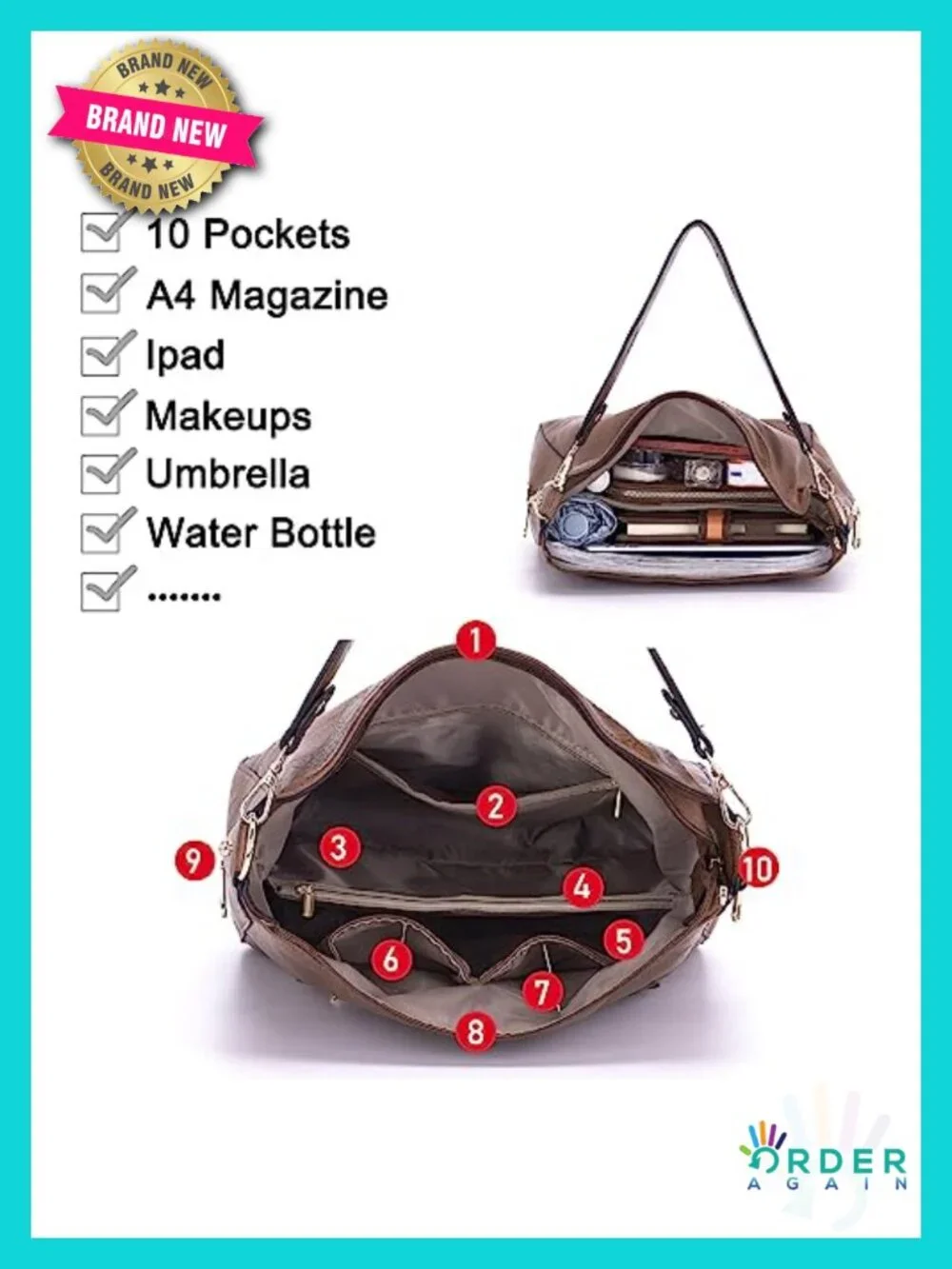 Large PU Leather Hobo Crossbody Bag Set with Wallet and Card Holder